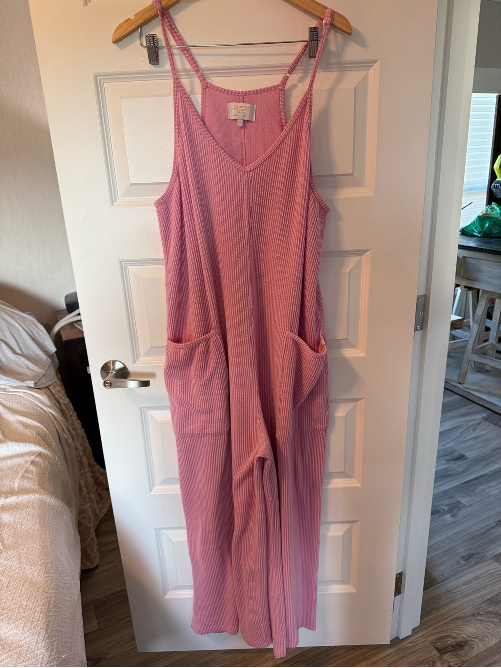 Simply Southern Pink Waffle Knit Sleeveless Jumpsuit